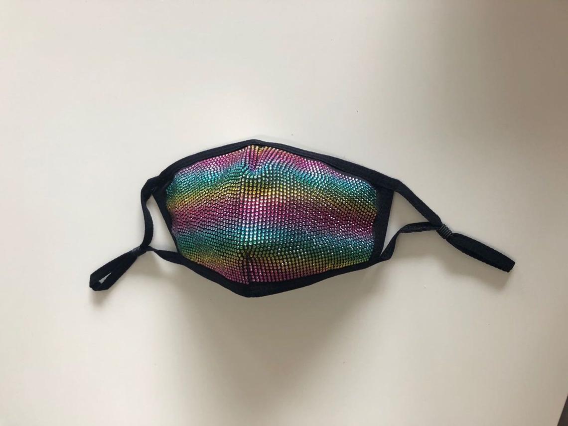 Rhinestone Rainbow Stripe Fashion Protective Mask