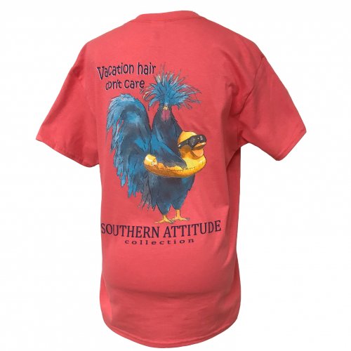 Southern Attitude Vacation Hair Dont Care Coral T-Shirt