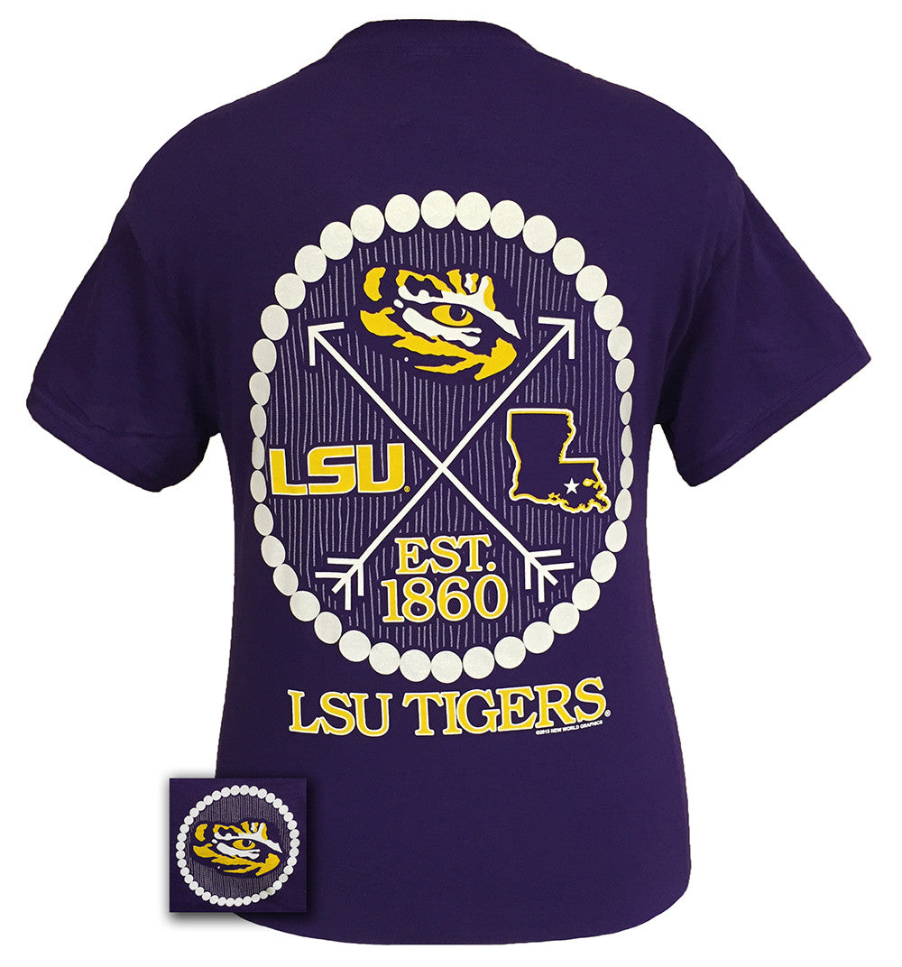 Louisiana State LSU Tigers Arrow Pearls Girlie Bright T Shirt - SimplyCuteTees