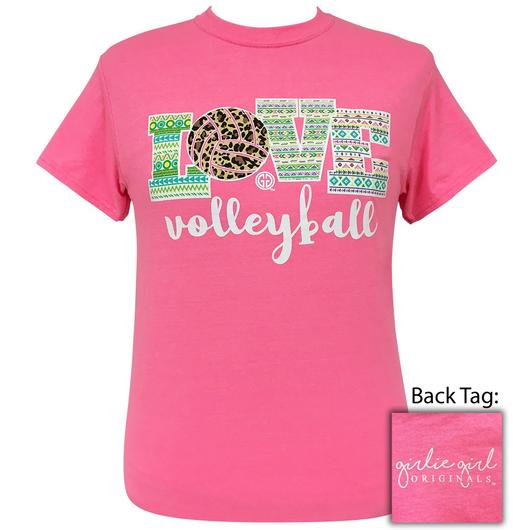Girlie Girl Originals Preppy Love Volleyball Leopard Aztec T-Shirt