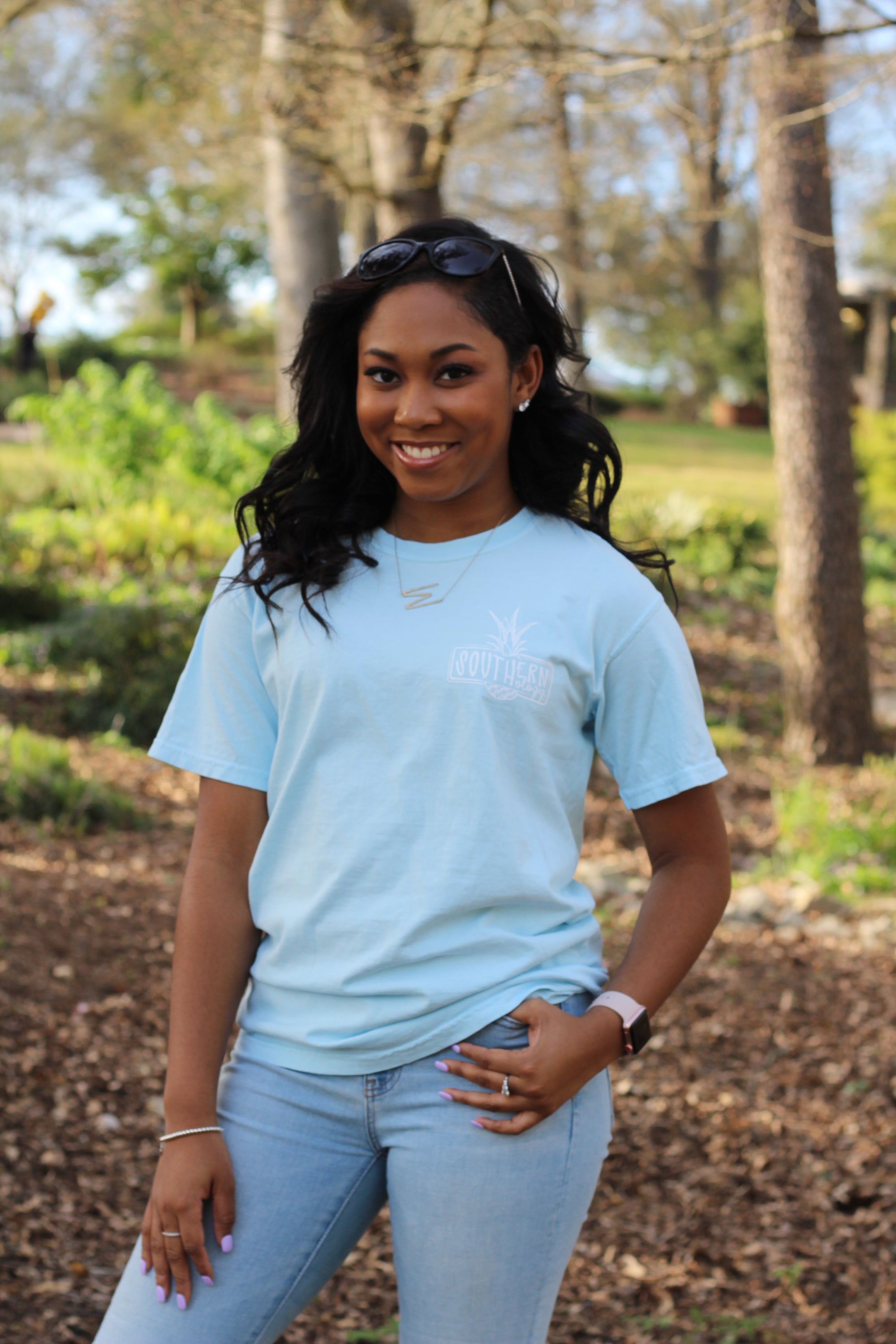 SALE Southernology Preppy Hey Y&#39;all Cotton Chambray Comfort Colors T-Shirt