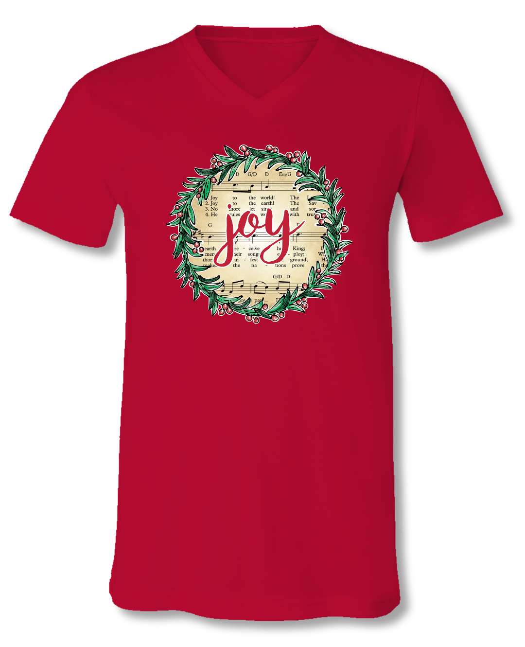 SALE Sassy Frass Holiday Joy to the World Christmas V-Neck Bright Girlie T Shirt