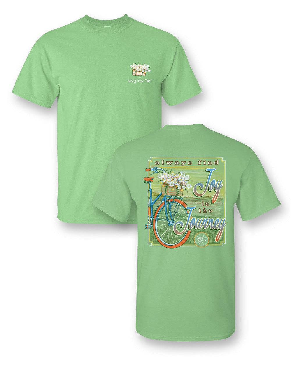 SALE Sassy Frass Always Find Joy in the Journey Bicycle Girlie Bright T Shirt
