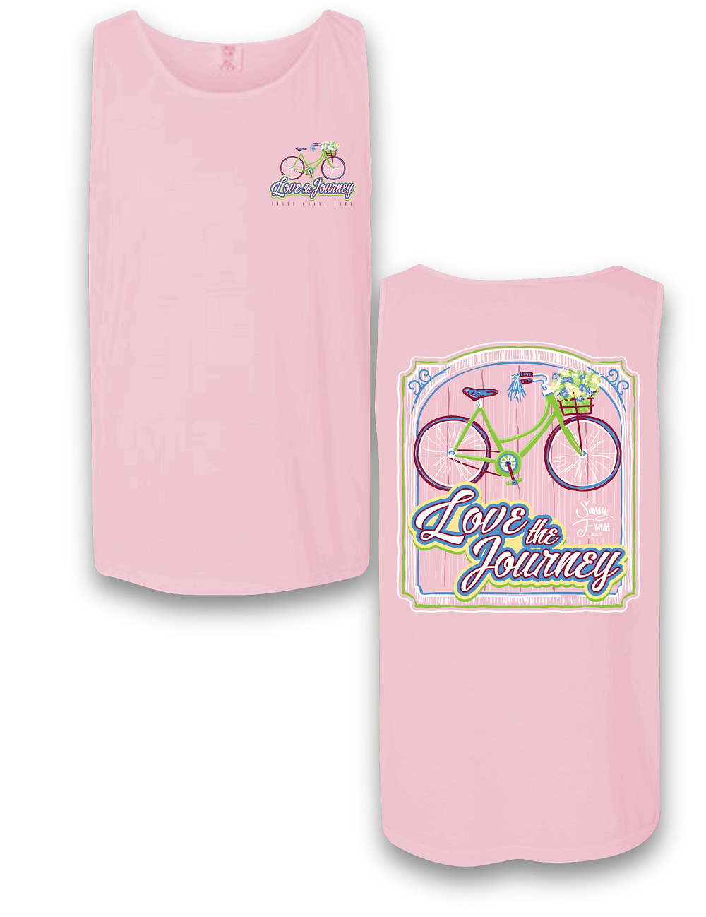 Sassy Frass Love the Journey Bicycle Comfort Colors Bright T Shirt Tank Top