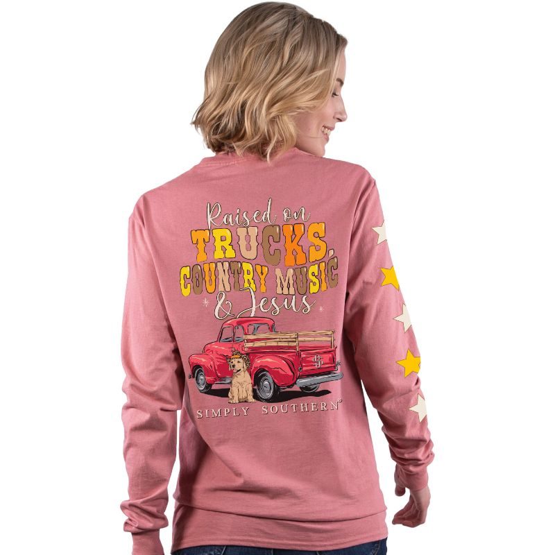 SALE Simply Southern Trucks Music & Jesus Long Sleeve T-Shirt