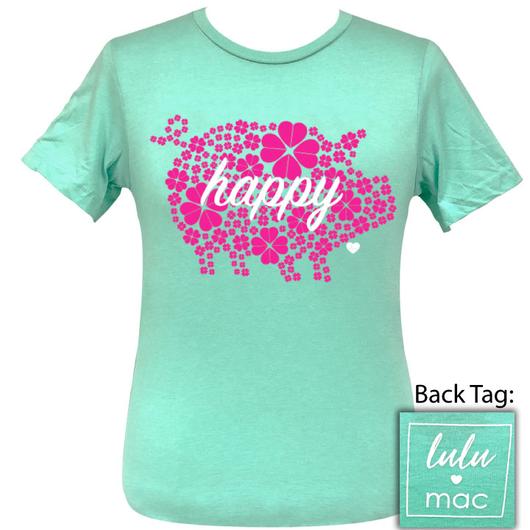Girlie Girl Originals Lulu Mac Preppy Happy Pig Distressed T-Shirt
