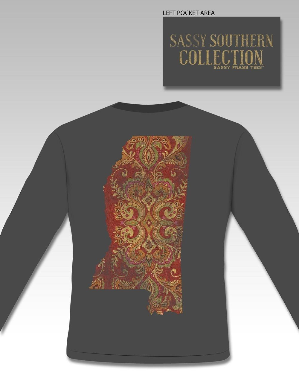 SALE Sassy Frass Collection Mississippi Paisley Preppy Long Sleeves Girlie T Shirt