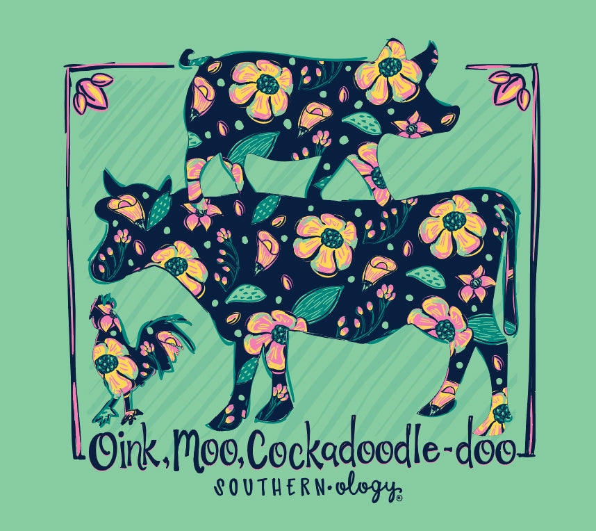 Southernology Oink, Moo, Cockadoodle-Doo Cow Pig Comfort Colors T-Shirt