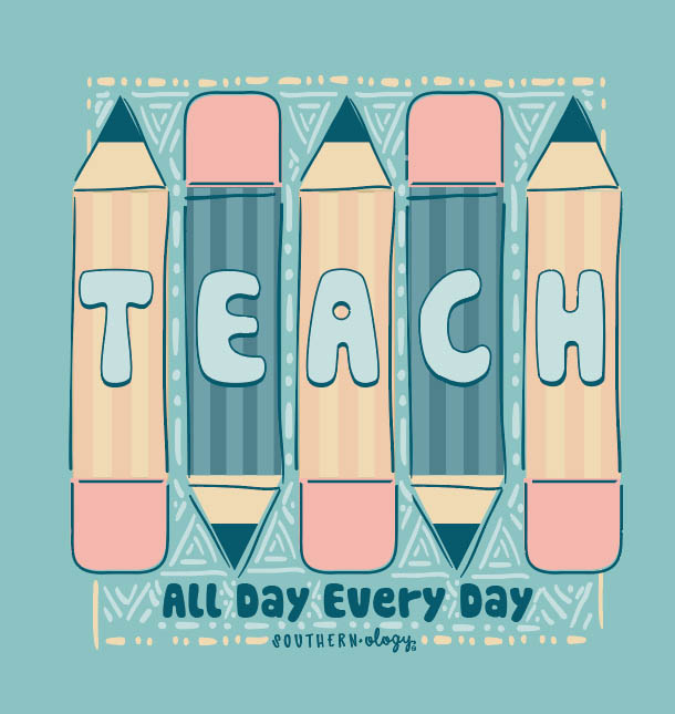 Southernology Pencil Teacher All Day Comfort Colors T-Shirt