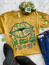 Lucky &amp; Blessed Kiss Me I&#39;m Irish-ish Irish Lips Mustard Front Print Unisex T-Shirt