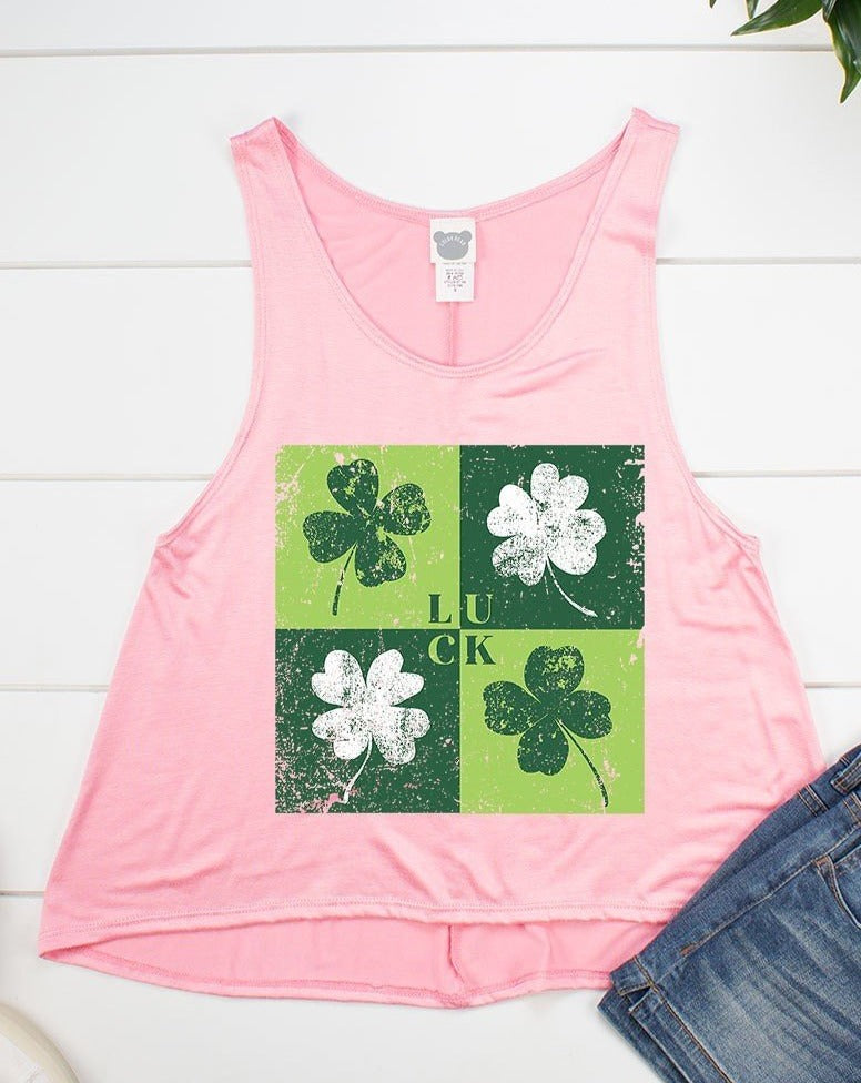 Shamrock Irish Luck Clovers Front Print T-Shirt Tank Top