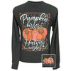 Girlie Girl Preppy Pumpkin Kisses Long Sleeve T-Shirt - SimplyCuteTees