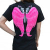 Country Life Outfitters Black &amp; Pink Wings Guns Vintage Girlie Bright T Shirt