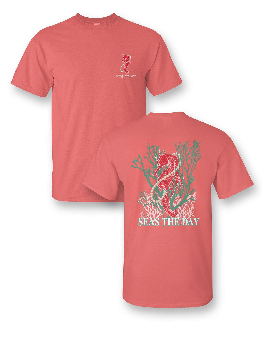 SALE Sassy Frass Seas the Day Seahorse Pearls Girlie Bright T Shirt