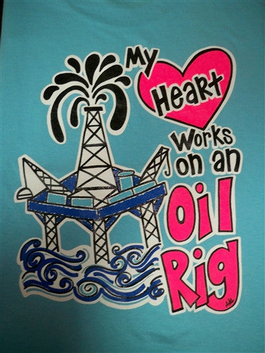 SALE Southern Chics Funny Heart Works Oil Rig Field Girlie Bright T Shirt