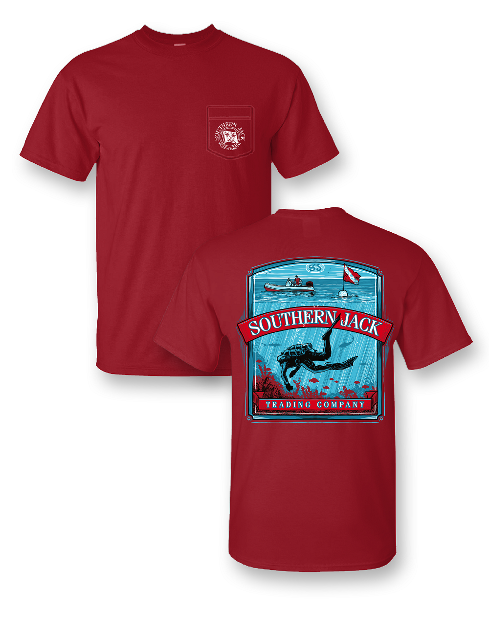 Southern Jack Scuba Diver Down Frass Unisex Comfort Colors Pocket Bright T Shirt