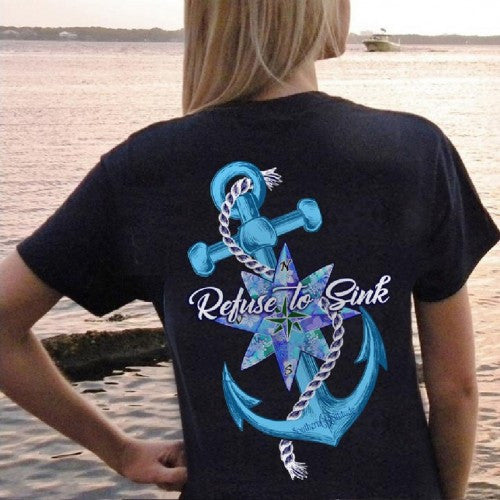 Southern Attitude Preppy Refuse To Sink Anchor T-Shirt