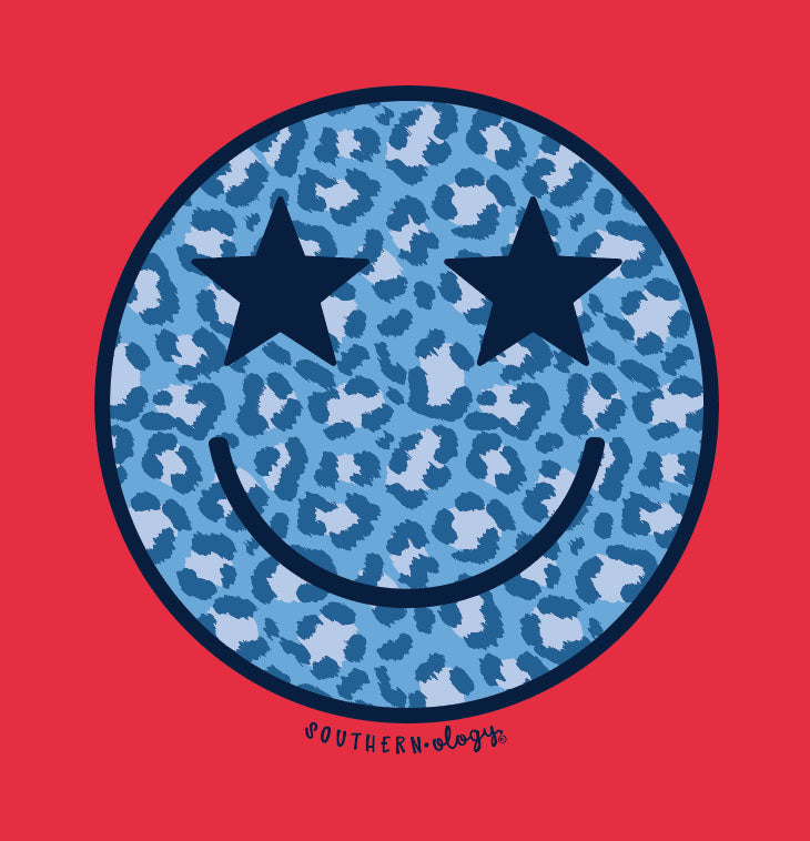 Southernology Statement Star Leopard Smile USA Canvas T-Shirt