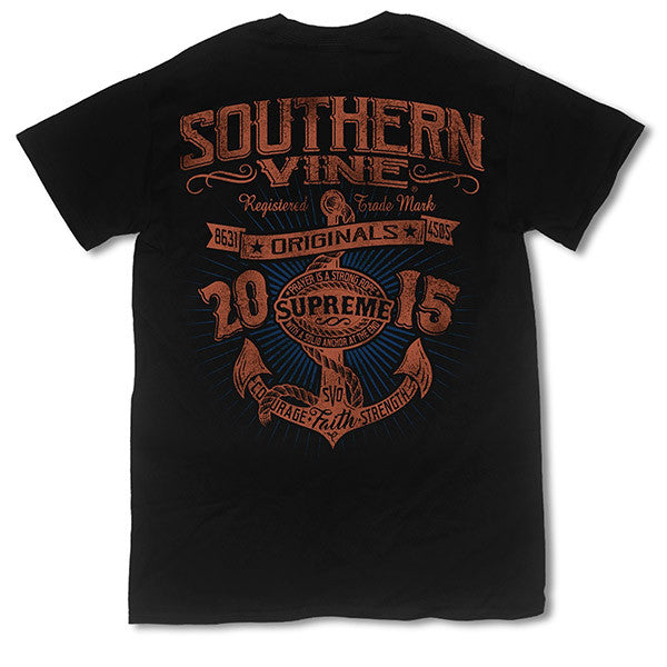 Southern Vine Originals Supreme Anchor Black T-Shirt - SimplyCuteTees