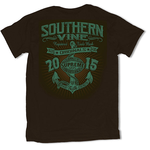 Southern Vine Originals Supreme Anchor Chocolate T-Shirt - SimplyCuteTees