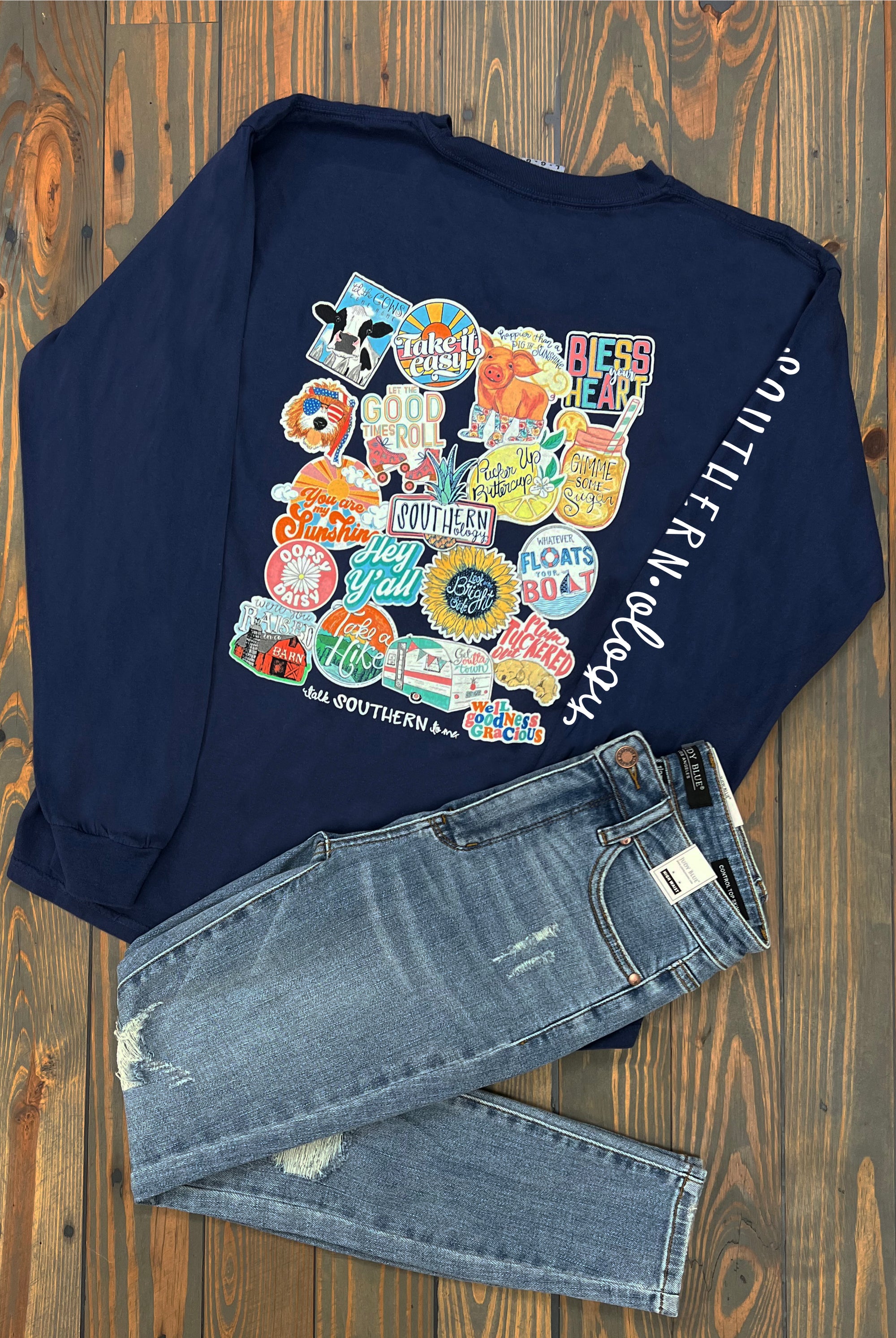 Southernology Talk Southern Decals Comfort Colors Long Sleeve T-Shirt