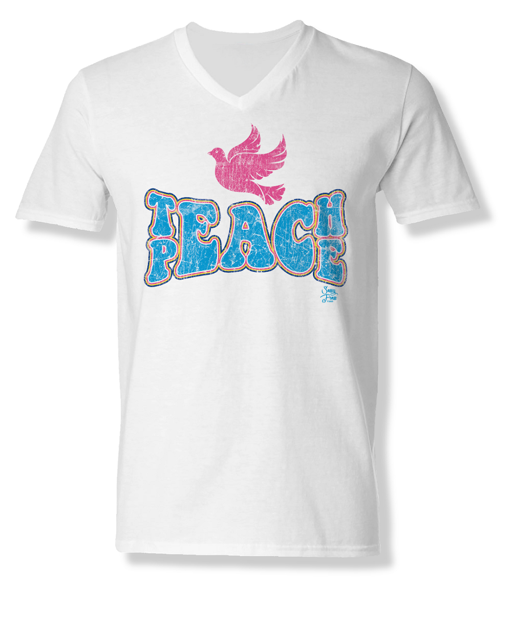 Sassy Frass Teach Peace Dove Bella Canvas V-Neck Bright Girlie T Shirt