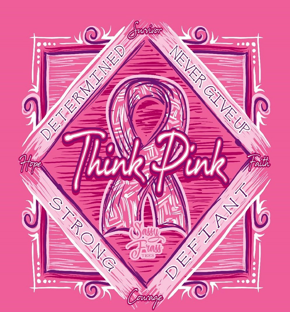 SALE Sassy Frass Think Pink Breast Cancer Survivor Ribbon Bright Girlie T Shirt
