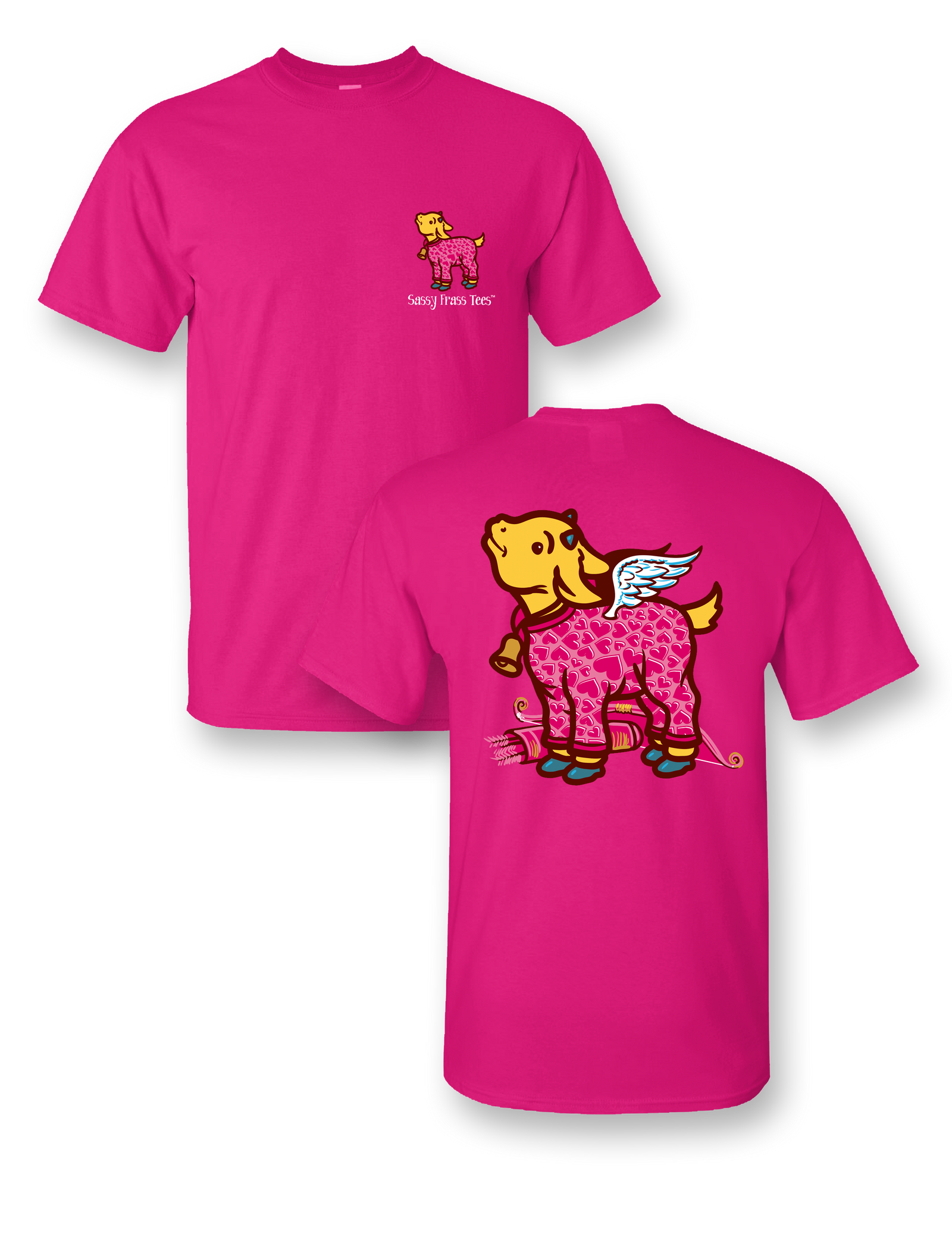 Sassy Frass Valentine's Day Goat Cupid Wings Heart Bright Girlie T Shirt