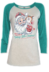 SALE Sassy Frass Vintage Little Christmas Santa Long Sleeve Raglan T Shirt