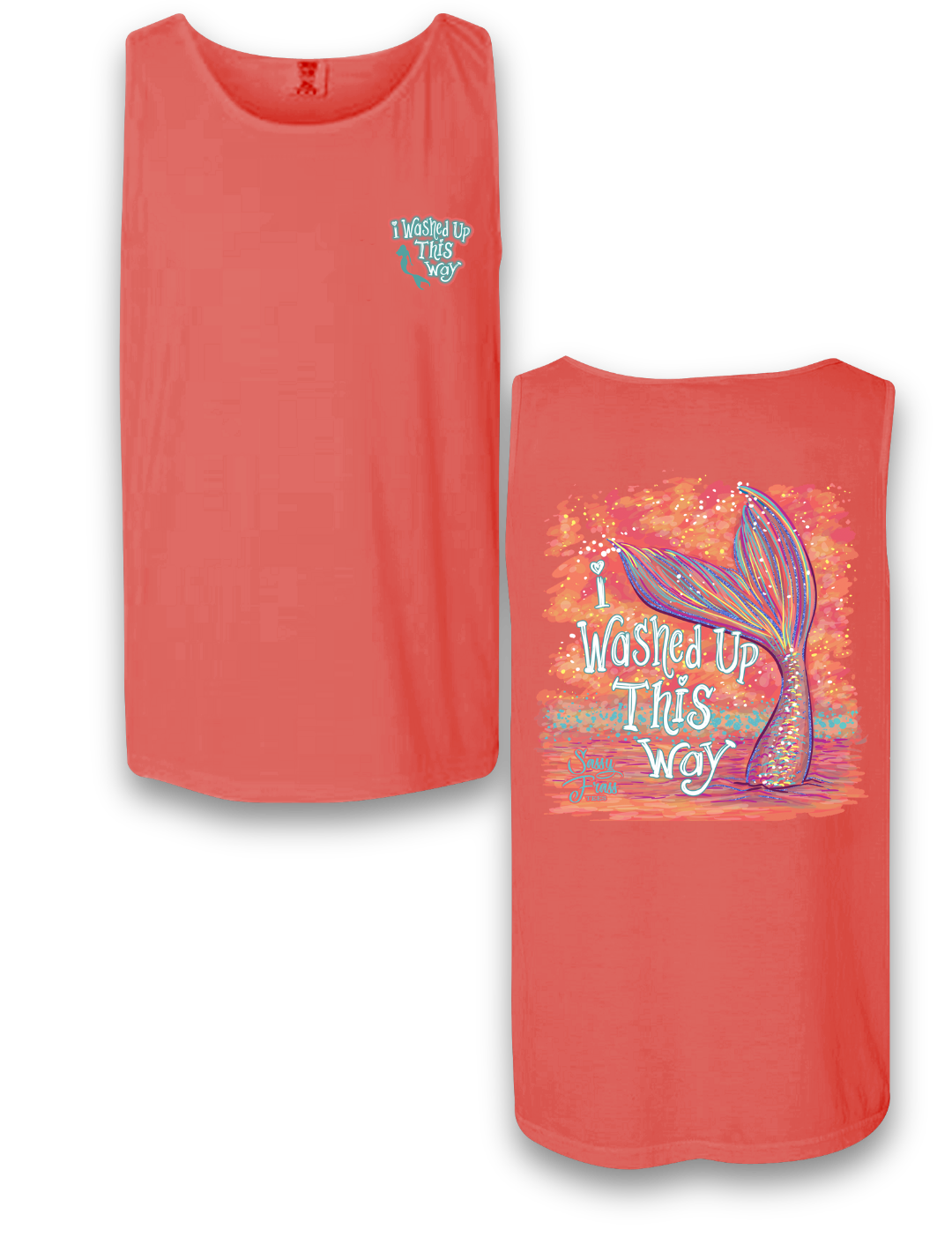 Sassy Frass Mermaid I Washed Up this Way Comfort Colors Bright T Shirt Tank Top - SimplyCuteTees