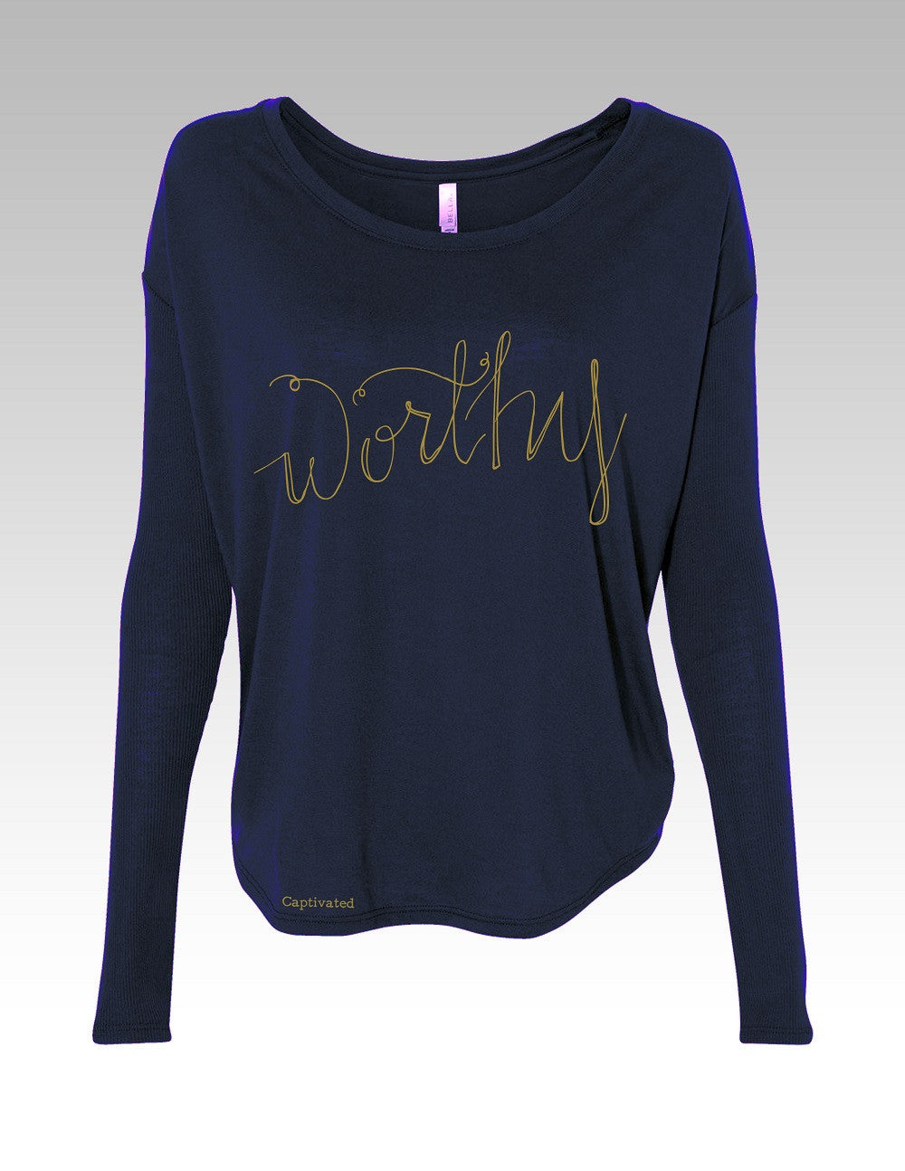 Sassy Frass Captivated Worthy Flowy Long Sleeve Christian Bright Girlie T Shirt