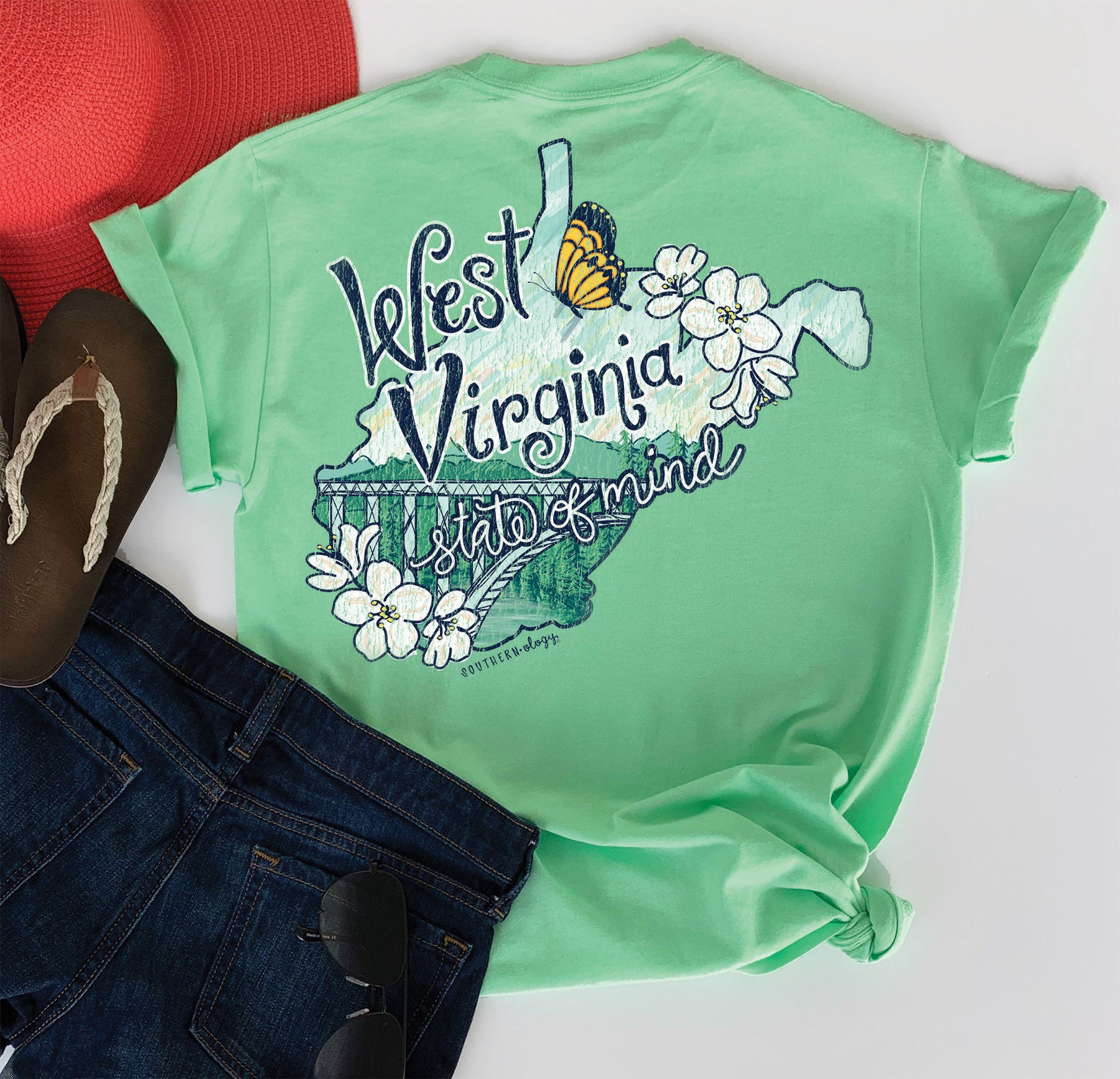 SALE Southernology West Virginia Mountain State Comfort Colors T-Shirt